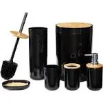 Home Complete 6-Piece Complete Bathroom Accessories Set, Black