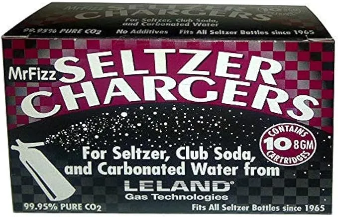 50 Leland (LE10 CO2) CO2 soda chargers - 8g C02 seltzer water cartridges - 5 boxes of 10