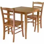 Island Oasis 3 Piece Square Dining Table with 2 Chairs, 16.60" W X 20.50" D X 34.70" H, Walnut, Suitable for Living Room, Dining Room'