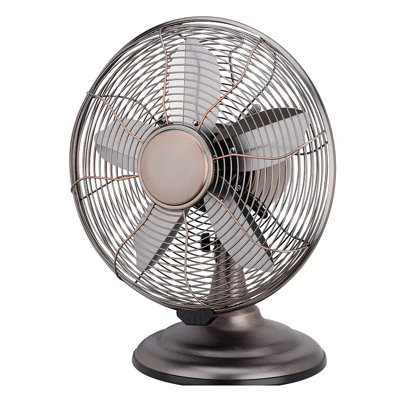 Optimus F-6212 Powerful 3 Speed 12" Portable Retro Oscillating Table Fan, Bronze