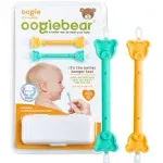 oogiebear: Baby Nose Cleaner & Ear Wax Removal Tool - Safe Booger & Earwax Removal for Newborns, Infants, Toddlers - Dual-Ended - Essential Baby Stuff, Diaper Bag Must-Have, Orange & Seafoam with case