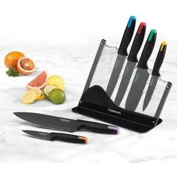 Cuisinart 7pc Ceramic Coated Cutlery Set with Color End Caps in Acrylic Stand