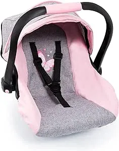 Bayer Design 67933AA Toy, Car Seat Easy Go for Neo Vario Pram with Cover, Doll Accessories, Pink, Grey with Butterfly,Grey/pink, for dolls up to 18"