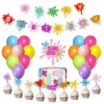 Slime Birthday Party Decorations Kit - Slime Queen Cake Topper Birthday Banne...