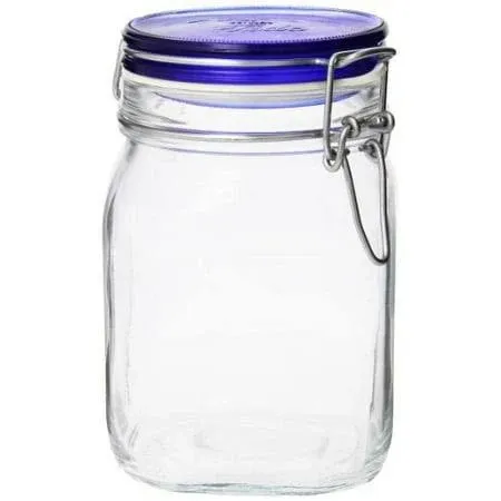 Bormioli Rocco Fido Blue 33.75 Ounce Square Jar, Set of 2