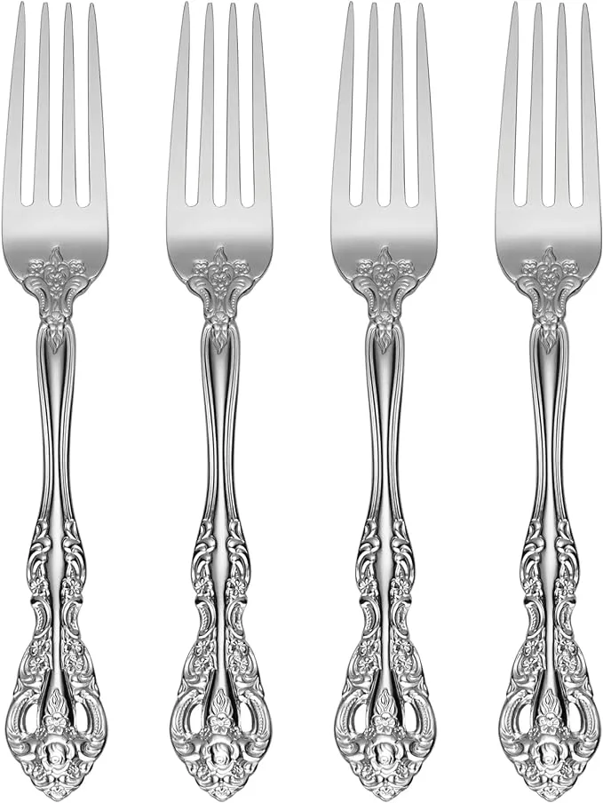 Oneida Michelangelo Fine Flatware Dinner Fork, Set of 4 , 18/10 Stainless Steel, Silverware Set, Dishwasher Safe