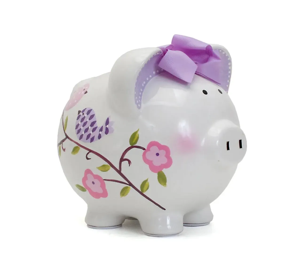 Paper Bird Piggy Bank purple/pink birds pig