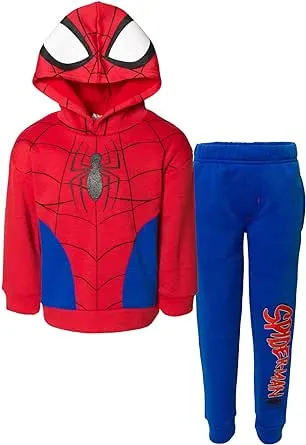 Marvel Spider-Man Avengers Fleece Cosplay Pullover Hoodie and Jogger Pants Outfit Set Toddler to Big Kid Sizes (2T - 18-20)