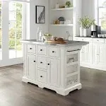 Crosley Julia Stainless Steel Top Kitchen Island, White