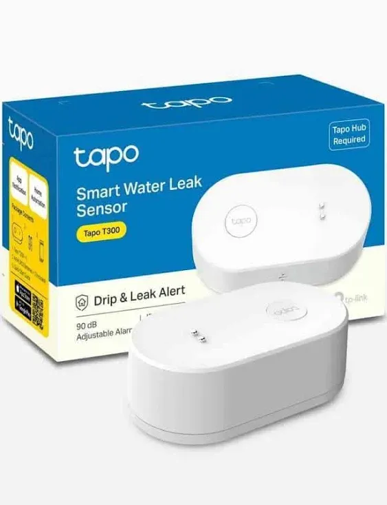 TP-Link Tapo Smart Water Leak Detector, Requires Tapo Hub, Water Leak Sensor Wi-Fi with Rapid Dripping Detection, 90dB Adjustable Alarm, App Alerts, Compatible with Alexa and Google Home Tapo T300