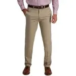 Haggar Men's Iron Free Premium Khaki Straight Fit Flat Front Flex Waistband Casual Pant