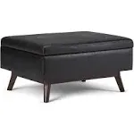 Simpli Home Owen Coffee Table Storage Ottoman, Black