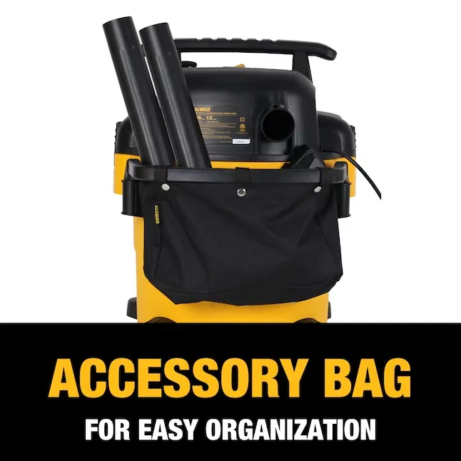 DEWALT Poly Wet/Dry Vacuum DXV12P 12 Gallon Professional Shop Vacuum, 5.5 HP Power, 27 ft Working Range