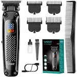 VGR Professional Hair Trimmers, Precision Beard Trimmer for Men, Cord/Cordless and Rechargeable with LED Display-Black