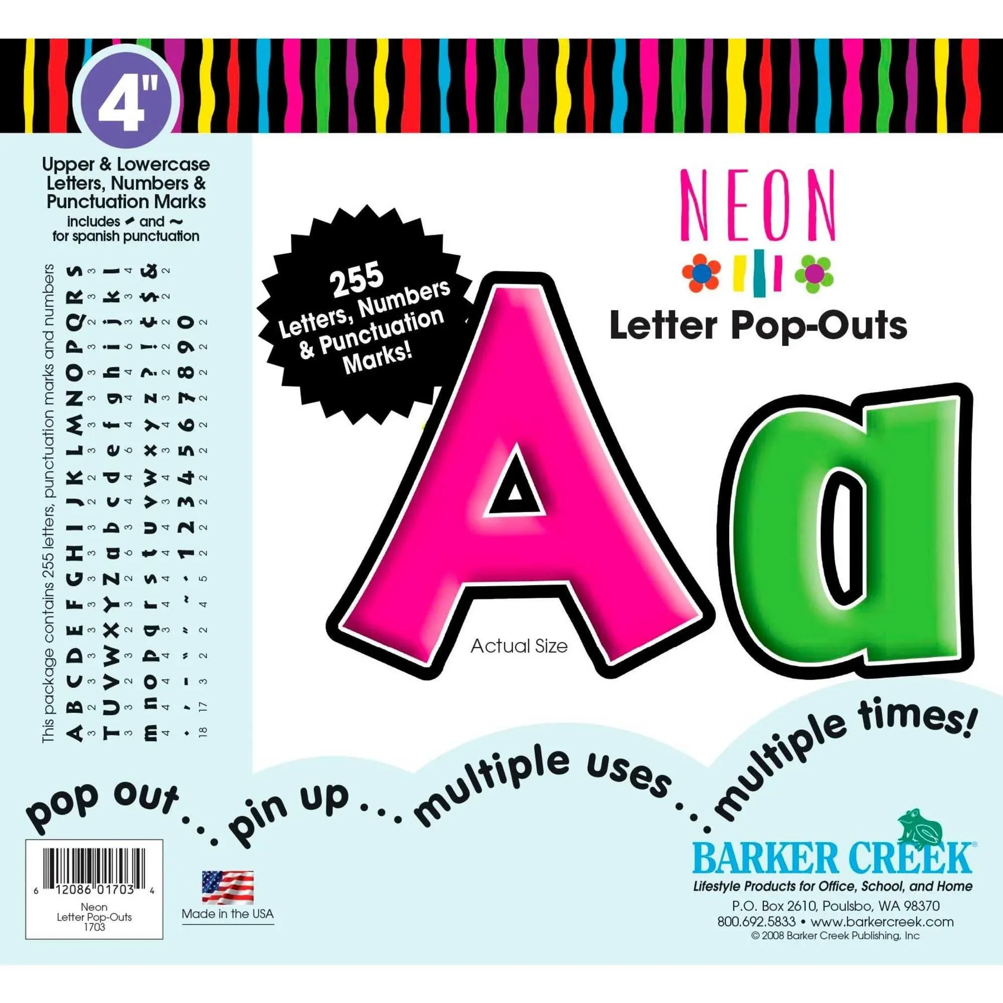 Barker Creek Neon Letter Pop Outs