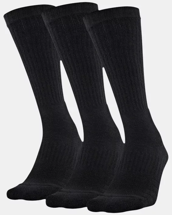 Under Armour Adult Training Cotton Crew - 3-Pack Socks Black XL