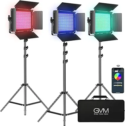 GVM RGB LED Video Light Kit, Dimmable Photography Lighting with APP Control, ...