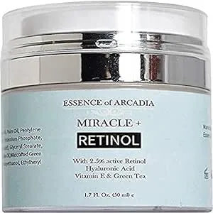 Retinol Moisturizer Cream 2.5% for Face & Eye Area - Anti-Aging Formula with Hyaluronic Acid, Vitamin E, Green Tea - 1.7 Fl Oz