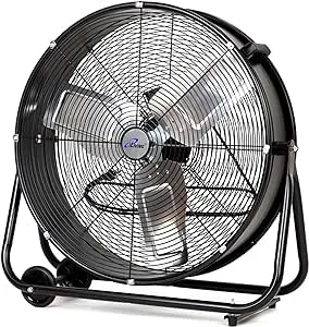 iLIVING 24" High Velocity Drum Fan Industrial, Commercial, Residential Air Circulator for Garage, Shop, Patio, Barn, Greenhouse, Speed Control 7700CFM, UL Listed,Black