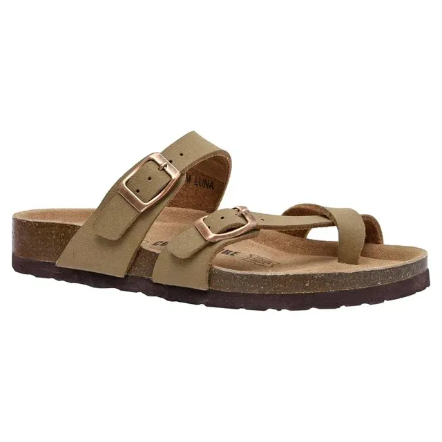 CUSHIONAIRE Women's Luna Cork Footbed Sandal with +Comfort