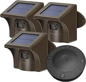 eMACROS Long Range Solar Wireless Driveway Alarm Outdoor Weather Resistant Motion Sensor & Detector