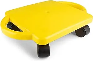 Champion Sports Standard Scooter Board with Handles, Assorted Colors (Yellow or Blue), 12 Inches