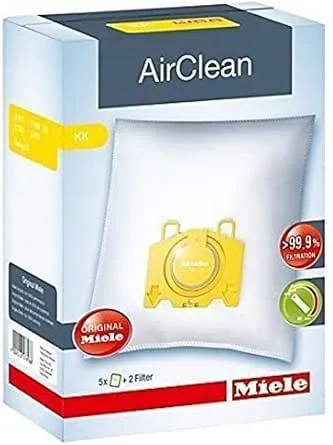 Miele Original KK AirClean 3D Efficiency Vacuum Cleaner Bags for Miele Swing H1 and S1 Vacuum Cleaners, Pack of 5 Dust Bags and 2 Filters – 10123240