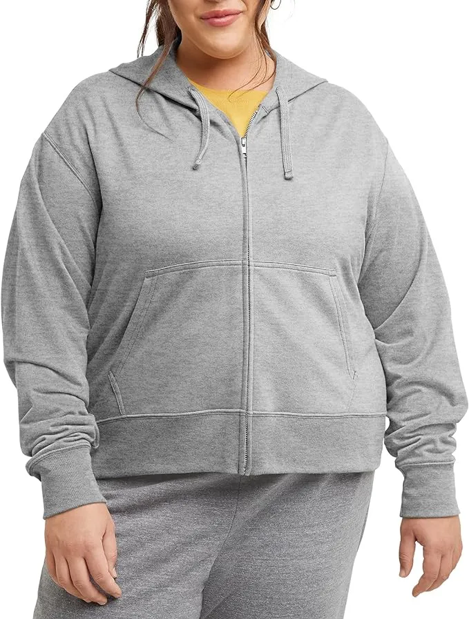 Hanes Women's Originals French Terry Zip-up Hoodie, Lightweight Fleece Zip Hooded Sweatshirt, Available in Plus