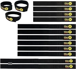 Quick-Straps by Wrap-It Storage - Assorted 12-Pack (Black) - Hook and Loop Hose