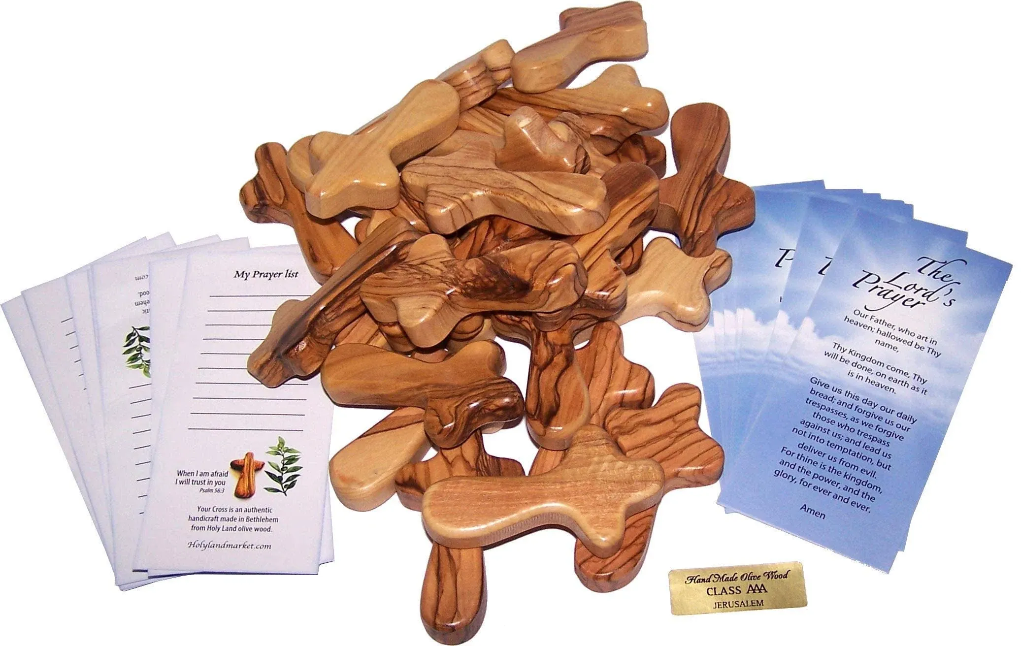 Holy Land Market 25 Small Olive Wood Pocket/Holding Crosses