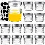 asika Mini Glass Jars,Canning Jars 4 oz With Lids, Small Glass Jars Ideal for Food Storage, Jam, Spice,Candle,Honey,Wedding Favors(12 PACK)