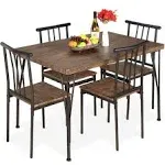 Best Choice Products 5-Piece Metal and Wood Indoor Modern Rectangular Dining Table Furniture Set for Kitchen, Dining Room, Dinette, Breakfast Nook w/ 4 Chairs - Brown