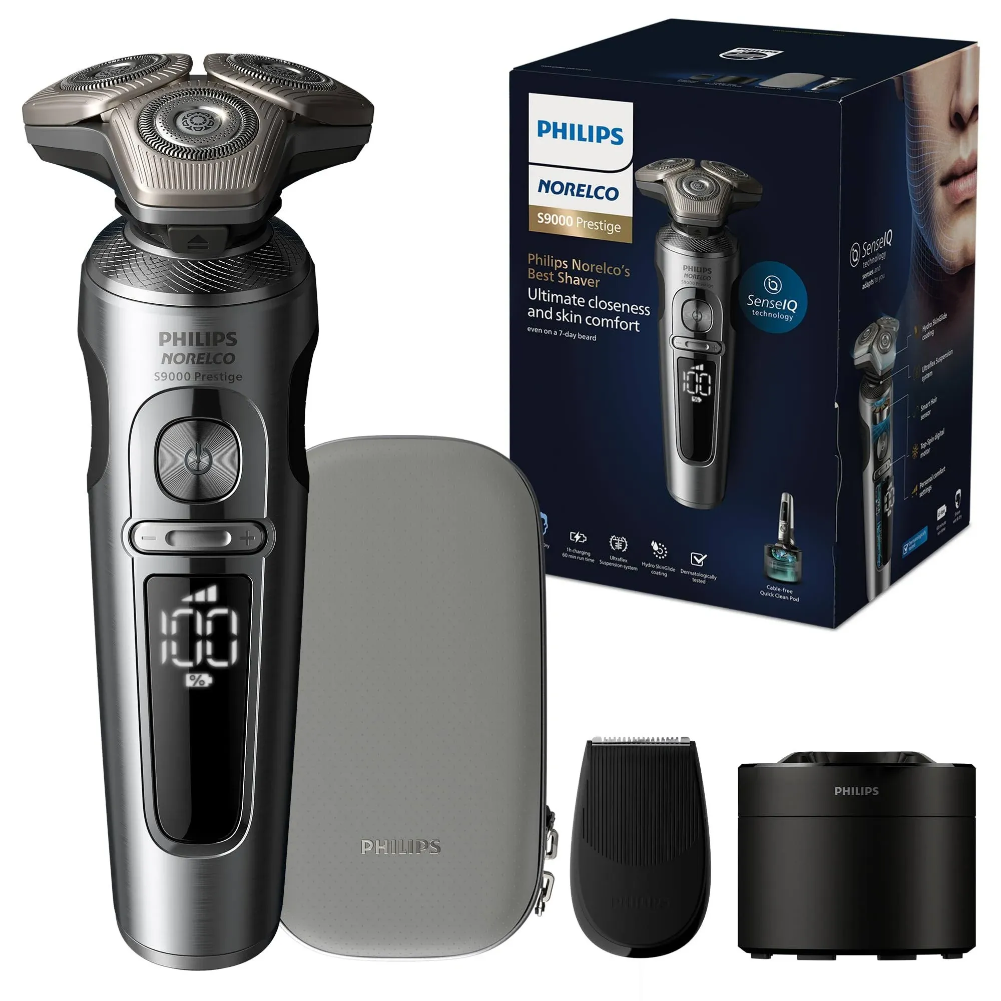 Philips Norelco S9000 Prestige Rechargeable Wet & Dry Shaver with Precision ...