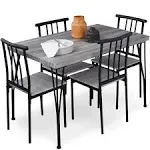 Best Choice Products 5-Piece Metal and Wood Indoor Modern Rectangular Dining Table Furniture Set w/ 4 Chairs - Gray