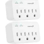 3 Outlet Surge Protector (2 Pack), 1200J Wall Mount Multi Plug Adapter Tap Exten