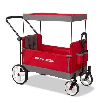 Radio Flyer City Luxe Stroll ‘N Wagon, Grey with Parent Caddy and Internal Storage Pockets, for 1+ Years