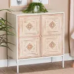 Baxton Studio Favian Classic and Traditional Two-Tone White and Weathered Brown Finished Wood and White Metal 2-Door Sideboard