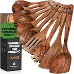 10-Piece Teak Wooden Cooking Utensils Set – Nonstick Safe &amp; Eco-Friendly