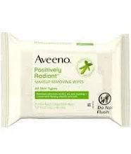 AVEENO~25 Count Plant Based Compostable Positively Radiant Makeup Removing Wipes