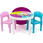 Tot Tutors Kids 2-in-1 Plastic Lego-Compatible Activity Table and 2 Chairs Set,