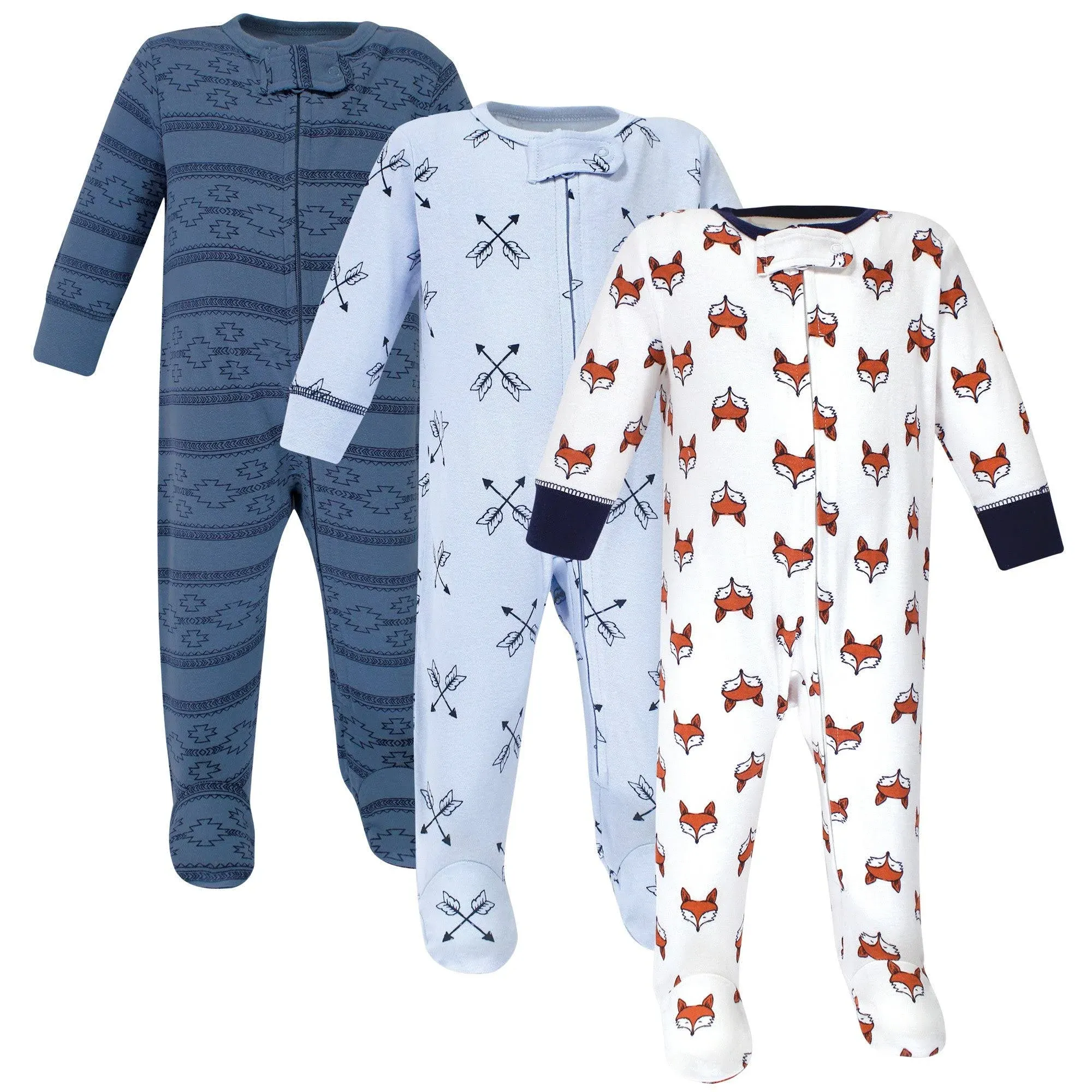 Yoga Sprout Baby Boy Cottton Zipper Sleep and Play 3pk