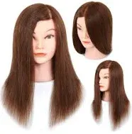 MannequeenHead Mannequin Head with Human Hair 20-22" Cosmetology Mannequin Head with 100% Real Human Hair for Braiding Practice Cutting