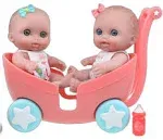 Lil' Cutesies 8.5 inch Twin Dolls in Stroller