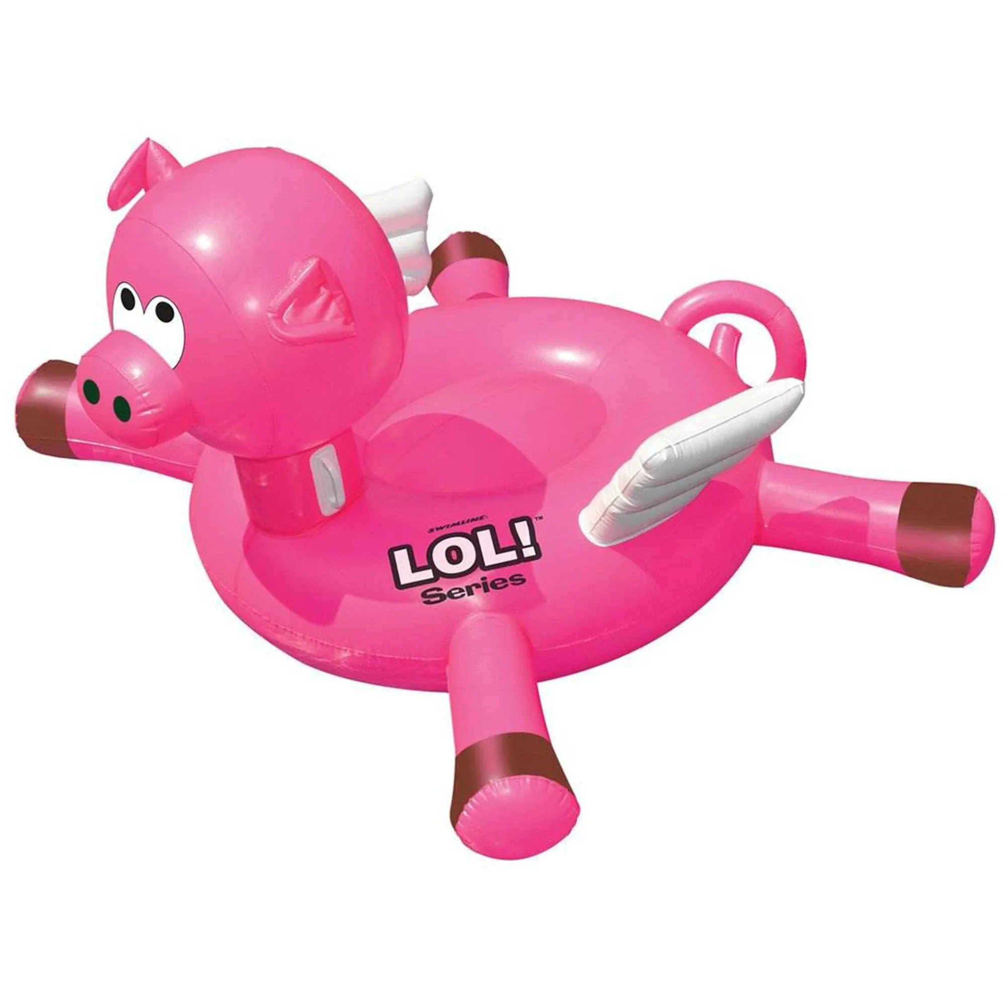 SWIMLINE ORIGINAL 90266 Giant Inflatable LOL Pig Pool Float Floatie Ride-On Lounge W/ Stable Legs Wings Large Rideable Blow Up Summer Beach Swimming Party Lounge Big Raft Tube Decoration Toys Kids