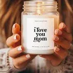 I Love You Mom Candle Jar - Soy Wax Blend | Scented Candles | Birthday Gifts ...