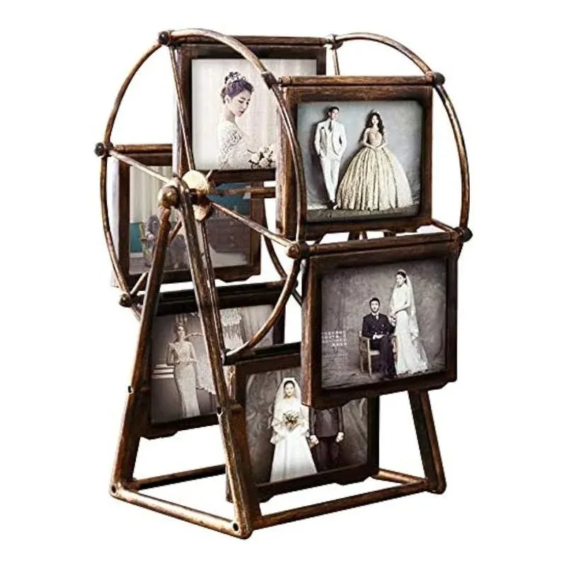 Rotating Ferris Wheel Picture Frame, Desk Table Top Vintage Photo Frames, Personalized Family Photo Frame Shows for 12 Photos Home Décor Christmas