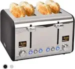 SEEDEEM 4 Slice Toaster, Stainless Bread Toaster Colorful LCD Display, 7 Bread Shade Settings, 1.5'' Wide Slots Toaster with Bagel/Defrost/Reheat