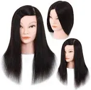 MannequeenHead Mannequin Head with Human Hair 20-22" Cosmetology Mannequin Head with 100% Real Human Hair for Braiding Practice Cutting