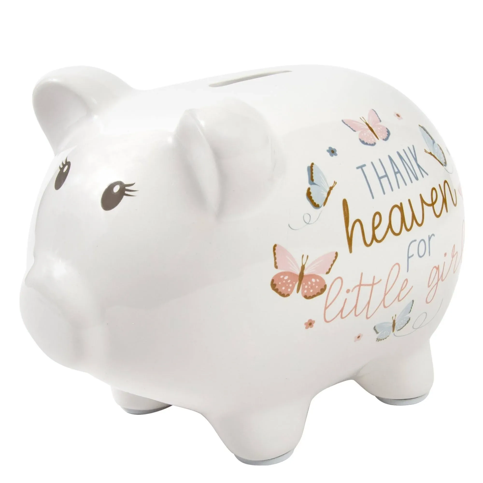 Baby Essentials My First Piggy Bank for Newborns, Infants and Toddlers in Thank Heaven Butterfly Girls My First Piggy Bank