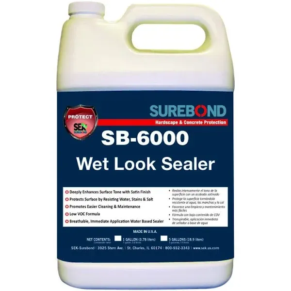 SEK Surebond SB-6000 G Wet Look Sealer Water-Based, Water-Based Polymer Blend Resin, Darkening